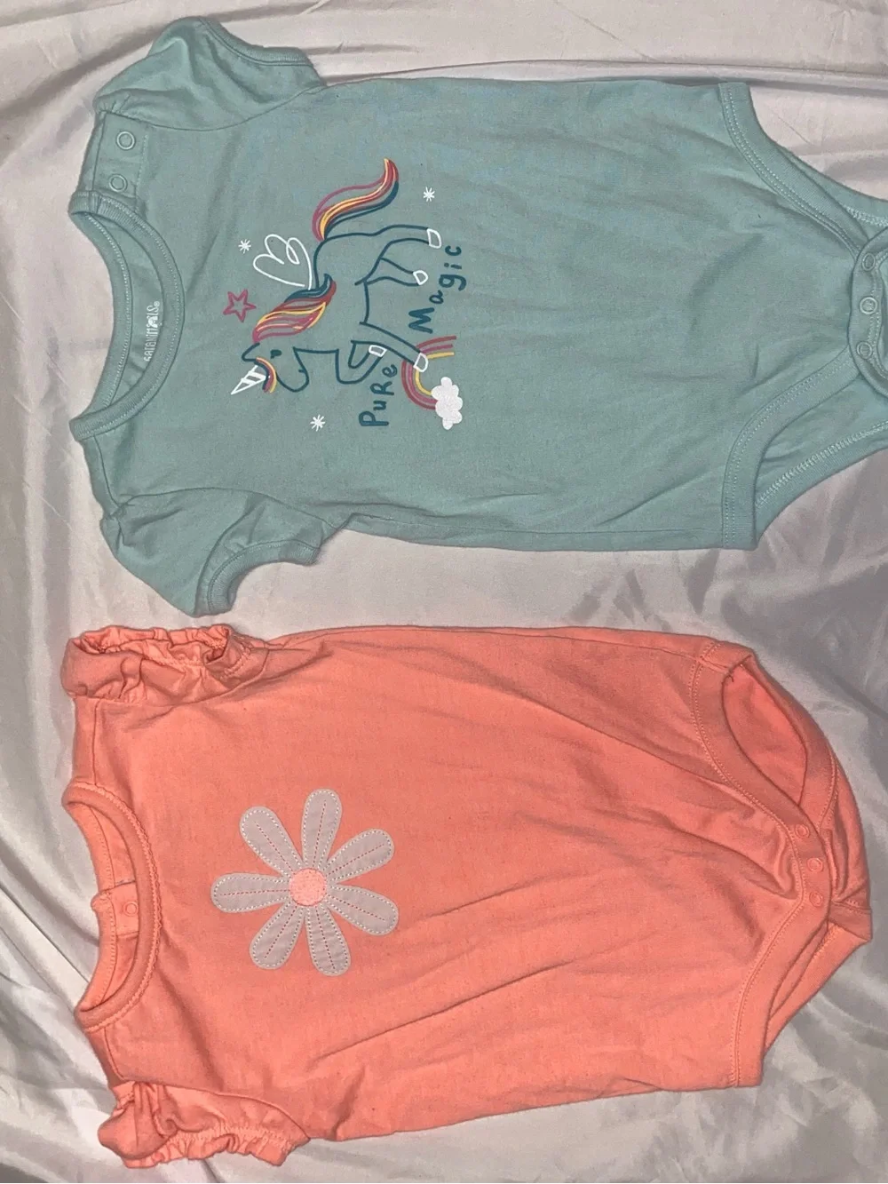 Gymboree Aqua Unicorn & Coral Daisy Bodysuit Set